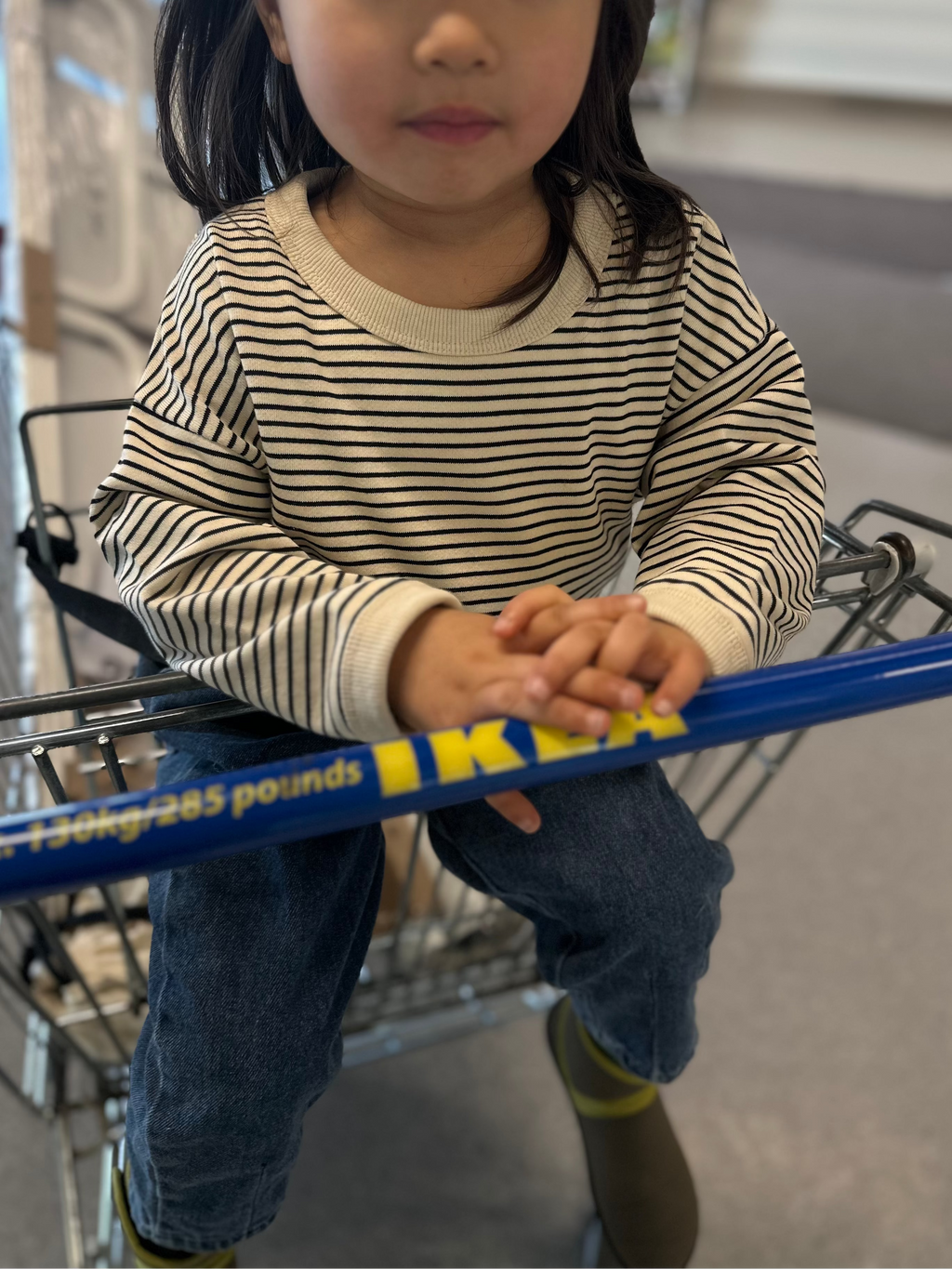 Stripey Long Sleeve Top - Beige